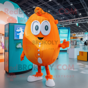 Orange Ice mascot costume character dressed with a Swimwear and Backpacks