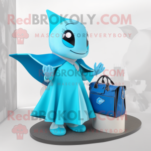 Cyan Stingray maskot drakt...