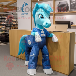 Cyan Mare mascotte kostuum...