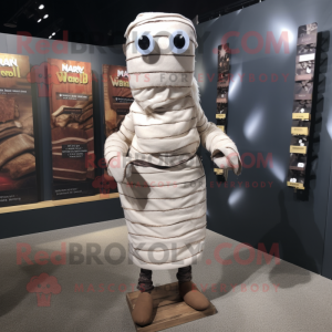 nan Mummy mascot costume character dressed with a Flannel Shirt and Shoe laces