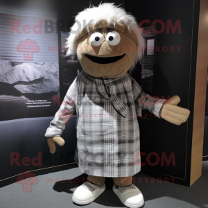 nan Mummy mascot costume character dressed with a Flannel Shirt and Shoe laces