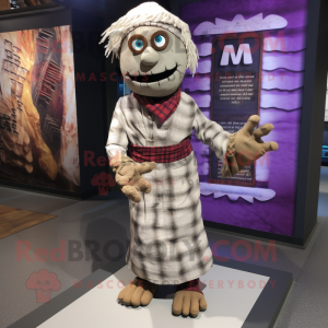 nan Mummy mascot costume character dressed with a Flannel Shirt and Shoe laces