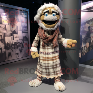 nan Mummy mascot costume character dressed with a Flannel Shirt and Shoe laces