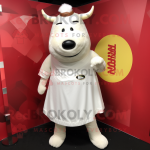 White Beef Wellington mascot costume character dressed with a Shift Dress and Keychains