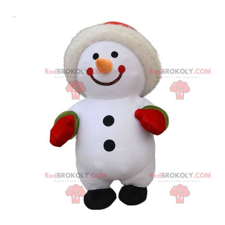 Fato inflável de boneco de neve grande, traje de inverno -