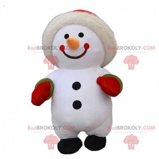 Fato inflável de boneco de neve grande, traje de inverno -