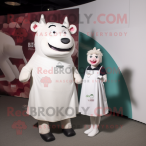 White Beef Wellington mascot costume character dressed with a Shift Dress and Keychains