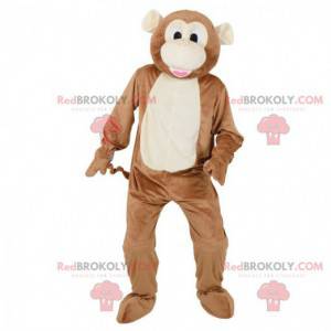 Mascotte de singe marron et blanc - Redbrokoly.com