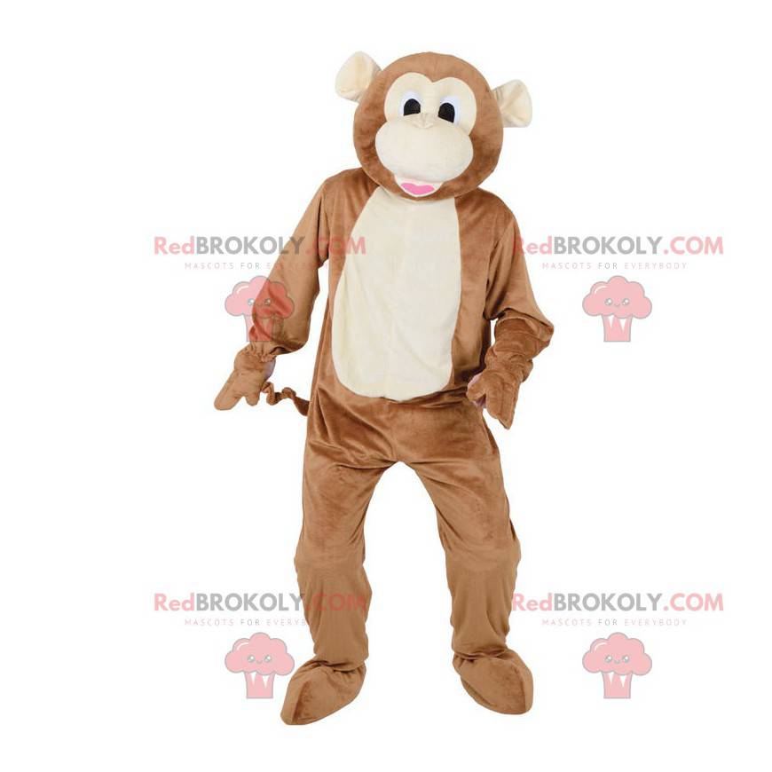 Hnědý a bílý opice maskot - Redbrokoly.com