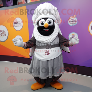 Gray Biryani mascot costume character dressed with a Circle Skirt and Beanies