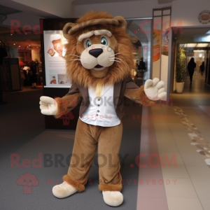 Brown Tamer Lion mascot costume character dressed with a Trousers and Cufflinks