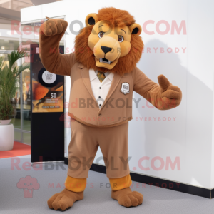 Brown Tamer Lion mascot costume character dressed with a Trousers and Cufflinks