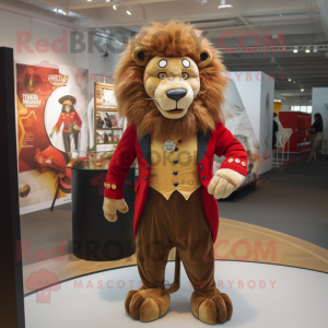 Brown Tamer Lion mascot costume character dressed with a Trousers and Cufflinks