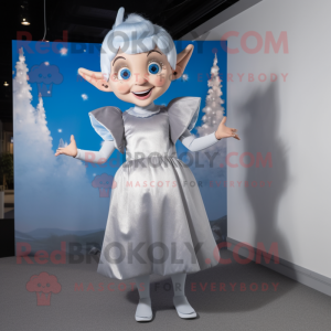 Silver Tooth Fairy mascot costume character dressed with a Dress and Suspenders