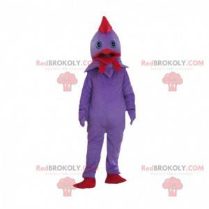 Purple and red chicken costume, colorful rooster costume -