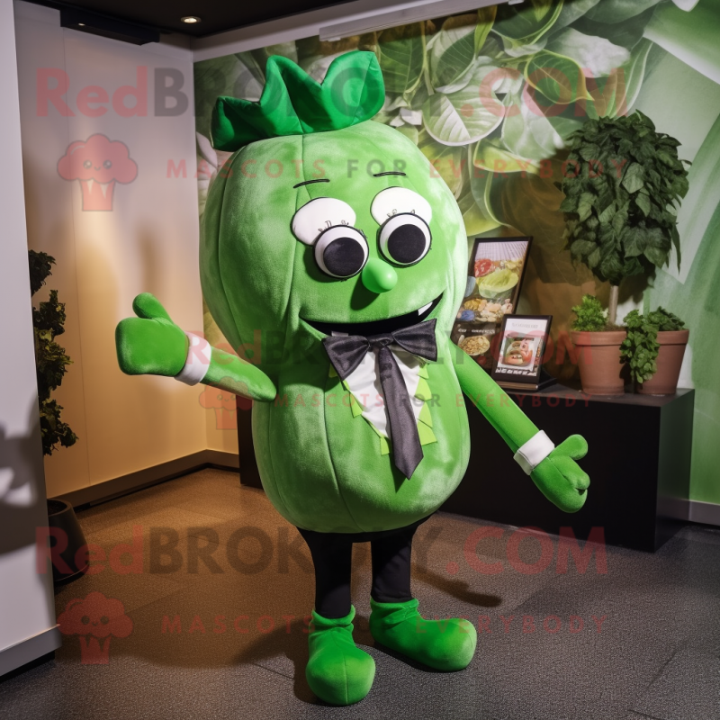 Green Turnip mascot costume character dressed with a Trousers and Bow ties