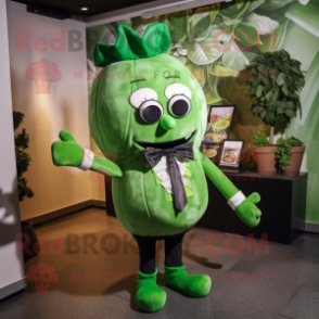 Green Turnip mascot costume character dressed with a Trousers and Bow ties