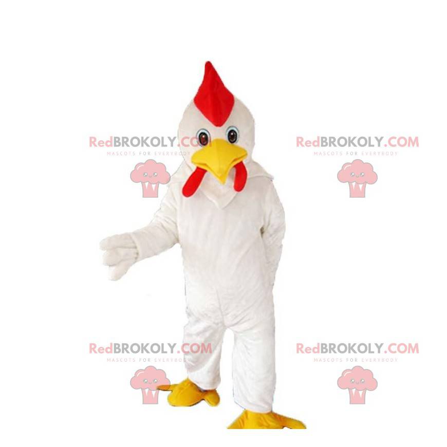 Kostium gigantycznego białego koguta, kolorowy kostium kurczaka