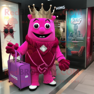 Magenta King mascot costume character dressed with a Romper and Handbags