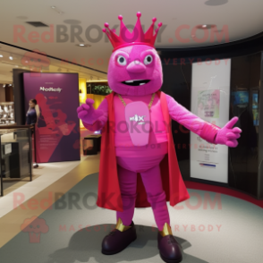 Magenta King mascot costume character dressed with a Romper and Handbags