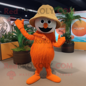 Orange Scarecrow mascot costume character dressed with a One-Piece Swimsuit and Wraps