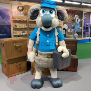 Cyan Suffolk Sheep mascotte...