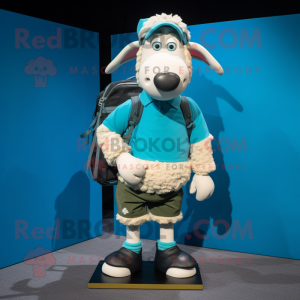 Cyan Suffolk Sheep maskot...