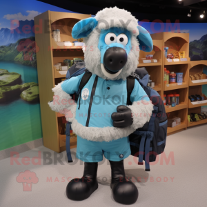 Cyan Suffolk Sheep maskot...