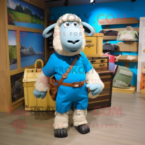 Cyan Suffolk Sheep maskot...