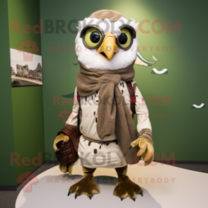 Olive Falcon mascot costume character dressed with a Chinos and Scarves