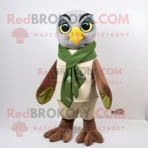 Olive Falcon maskot kostume...