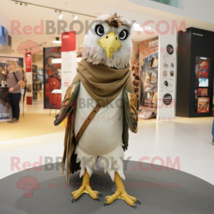 Olive Falcon mascot costume character dressed with a Chinos and Scarves