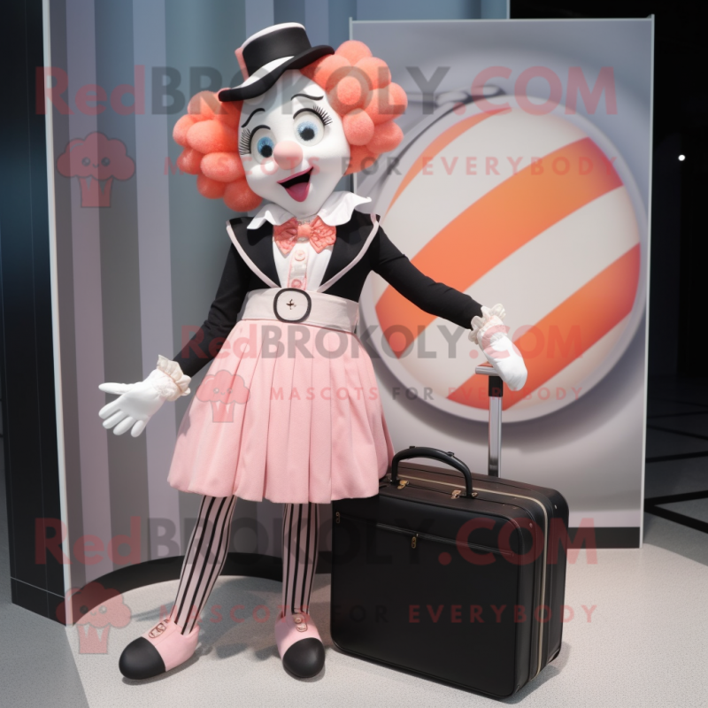 Peach Mime mascot costume character dressed with a Shift Dress and Briefcases