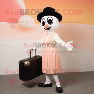 Peach Mime mascot costume character dressed with a Shift Dress and Briefcases