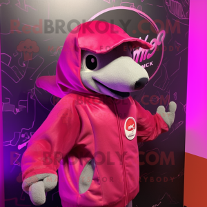 Magenta dolfijn mascotte...