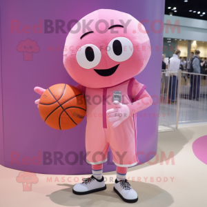 Pink Basketball Ball mascot costume character dressed with a Shorts and Pocket squares
