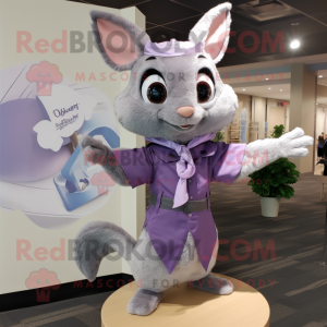 Lavender Flying Squirrel mascot costume character dressed with a Henley Tee and Bow ties