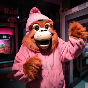 Pink orangutang maskot...