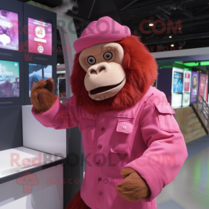 Pink orangutang maskot...