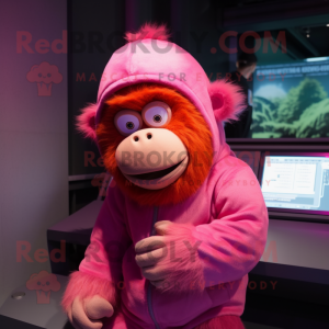 Pink orangutang maskot...