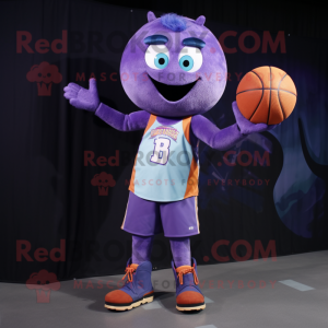 Lila Basketball Ball maskot...