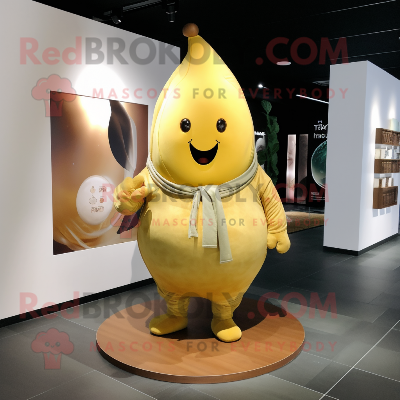 Gold Pear mascot costume character dressed with a Cargo Pants and Wraps