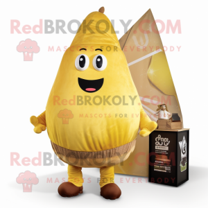 Gold Pear mascot costume character dressed with a Cargo Pants and Wraps