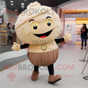 Tan Cupcake mascot costume character dressed with a Leggings and Belts
