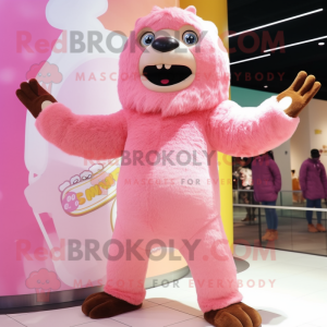 Pink Giant Sloth maskot...