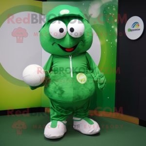Forest Green Golf Ball mascot costume character dressed with a Playsuit and Keychains