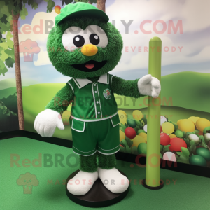 Forest Green Golf Ball mascot costume character dressed with a Playsuit and Keychains