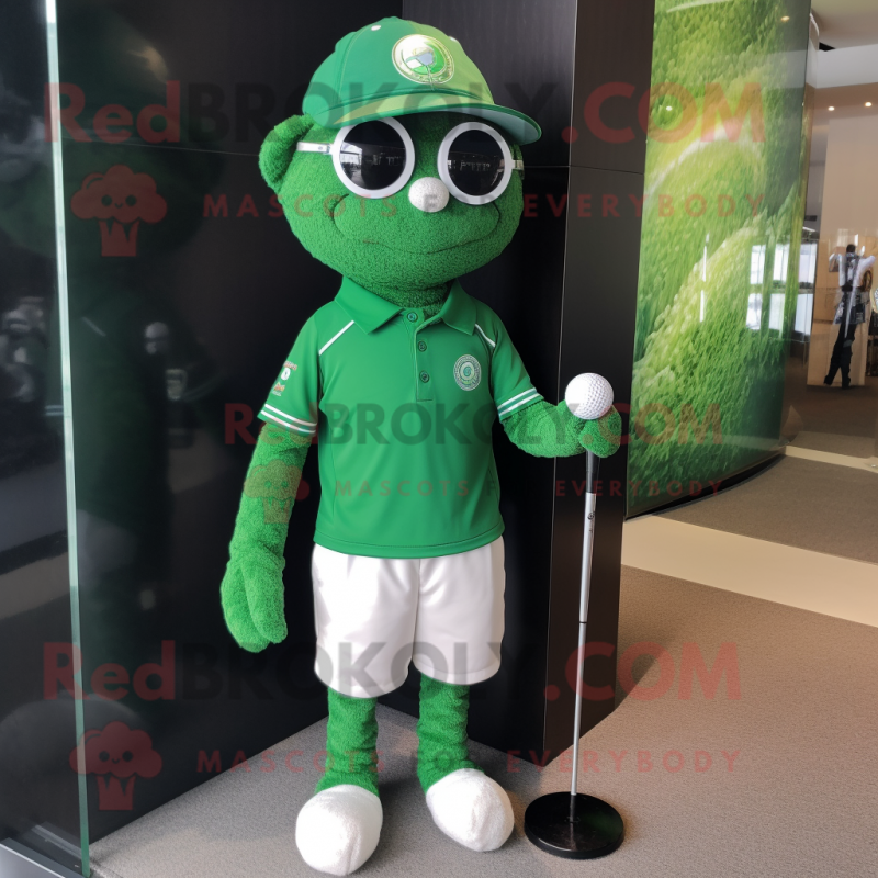 Forest Green Golf Ball mascot costume character dressed with a Playsuit and Keychains Forest Green Golf Ball mascot costume character dressed with a Playsuit and Keychains