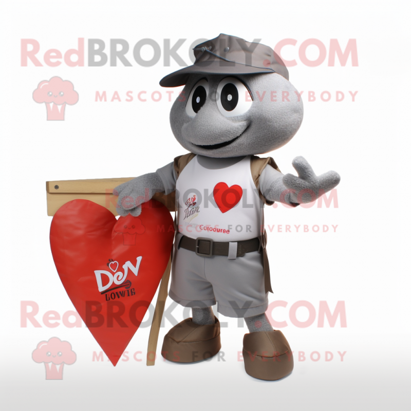 Gray Arrow Of Love mascot costume character dressed with a Cargo Shorts and Keychains