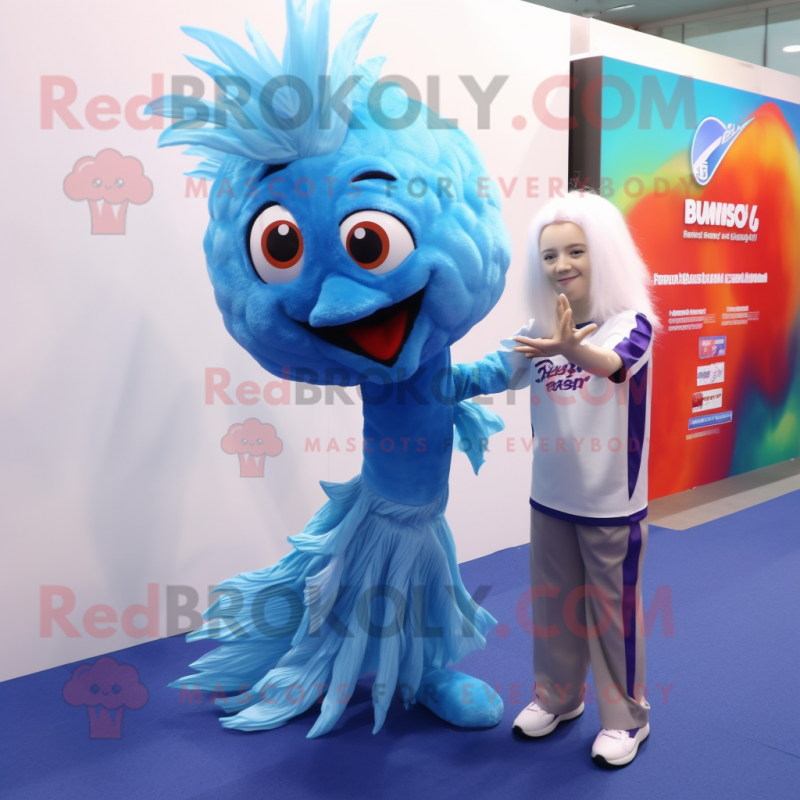 nan Betta Fish mascot costume character dressed with a Henley Shirt and Hairpins